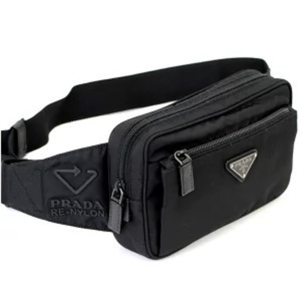 Prada Triangle Logo Tessuto Body Bum Crossbody Belt Bag Waist Black - Picture 2 of 6